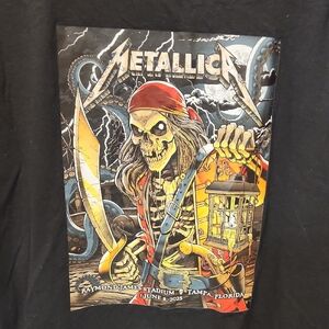 METALLICA . Gildan Black Tee with Pirate Skeleton Design